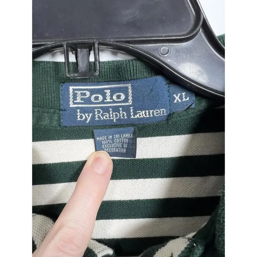 Lot Of 2 Polo Ralph Lauren Short Sleeve Polo Shirts XL Solid & Stripe Pony